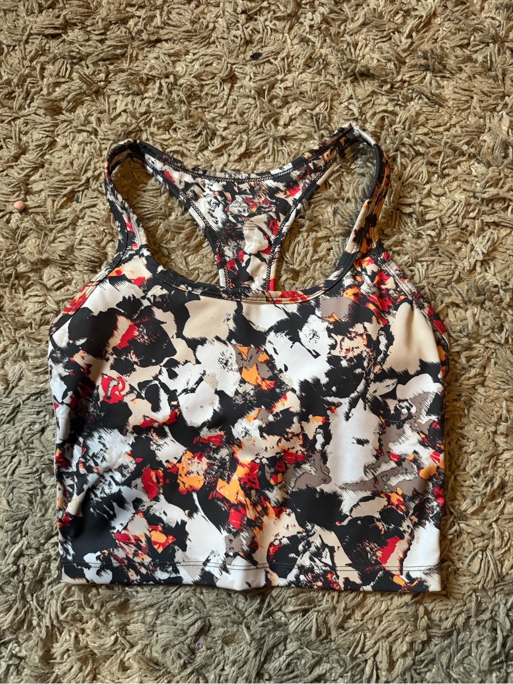 Calvin Klein Performance S Floral Crop Tank Built In Bra